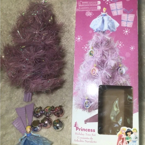 2005 GEMMY DISNEY PRINCESS HOLIDAY CHRISTMAS TREE SET pink ornaments tree topper - Picture 1 of 5